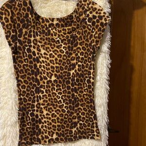 Express Women’s Brown Leopard Print “Sexy Basic Tee”. Size S